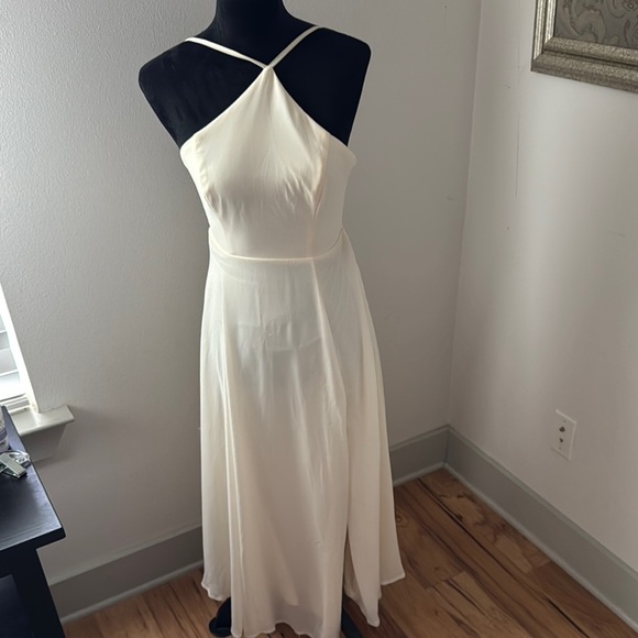 Lulus ivory Sz XS halter evening gown maxi dress Tour de Force - Picture 2 of 11